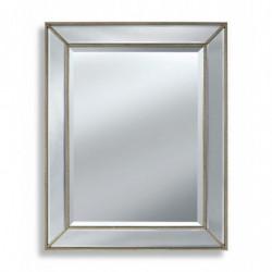 3254  Wooden and wooden paste mirror frame, handmade gold or silver leaf and mirror' stripes finished