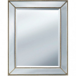 3254  Wooden and wooden paste mirror frame, handmade gold or silver leaf and mirror' stripes finished