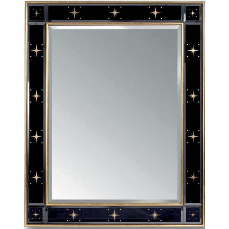 3257 Wooden mirror frame, gold or silver leaf and black mirror' stripes decorated 3257 Wooden mirror frame, gold or silver leaf and black mirror' stripes decorated