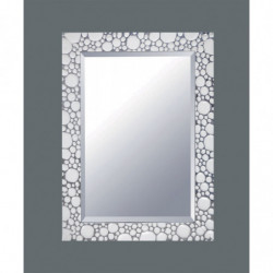 3268 Wooden and wooden paste mirror frame, handmade silver leaf and white lacquer finished