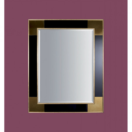 3269 Wooden mirror frame, handmade gold leaf and black lacquer finished