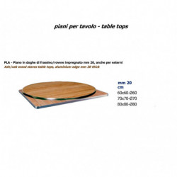 PLA ash/durmast wood staves table top aluminium mm 20 edge
