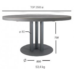 2163  Table with black varnished steel base, max cm 200 top