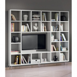 2254 Mobile libreria porta TV in nobilitato melaminico frassino bianco