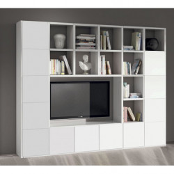 2254 Mobile libreria porta TV in nobilitato melaminico frassino bianco