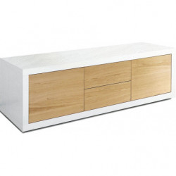 2257 Melamine veneered TV stand - sideboard furniture white, two tone or durmast wood finished
