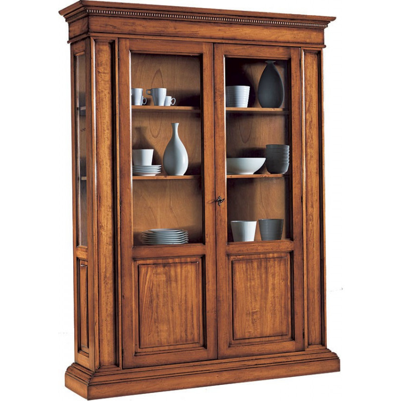 2164 Raw or finished tanganyika/poplar wood crystal cabinet-bookcase furniture,  cm 155x48 H210, finishes to choice