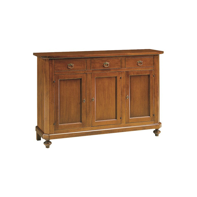 2174/3P  Raw or finished tulipier/poplar wood 3 doors sideboard furniture, cm 158x47 H103, finishes to choice