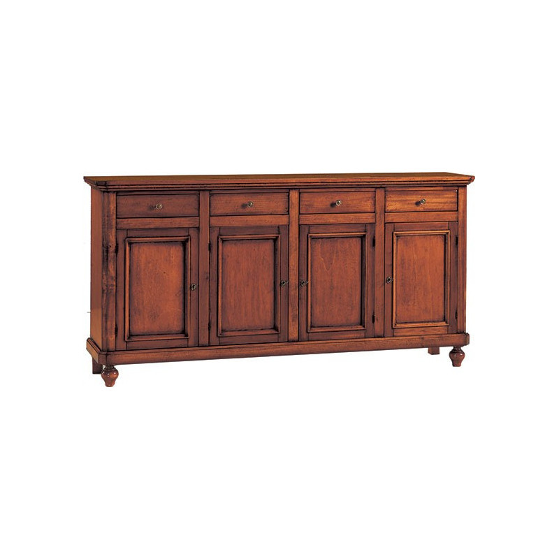 2174/4PB  Raw or finished tulipier/poplar wood 4 doors sideboard furniture, cm 189x47 H103, finishes to choice