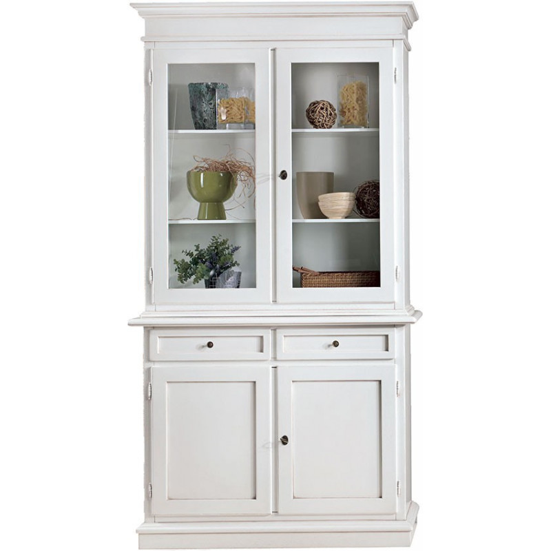 2175/2P Raw or finished tulipier/poplar wood 2 doors showcase cabinet, cm 111x44 H206, finishes to choice