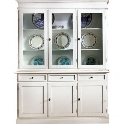 2175/3P  Raw or finished tulipier/poplar wood 3 doors showcase cabinet, cm 155x44 H206, finishes to choice