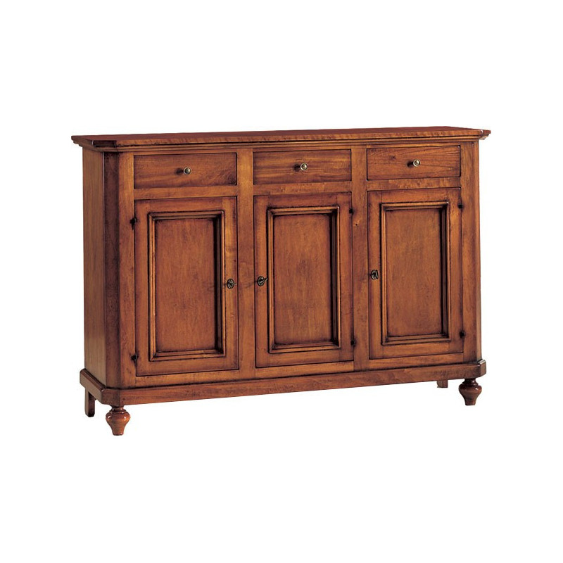 2176/3PB  Raw or finished tulipier/poplar wood 3 doors sideboard furniture, cm 158x47 H100, finishes to choice