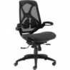 873  Dafne sedia ufficio con braccioli reclinabili, schienale in rete, sedile tappezzato