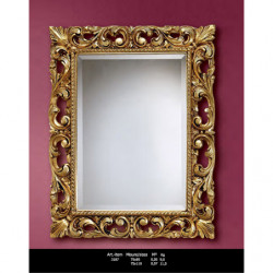 3187 Specchiera in legno e pasta di legno decorata a mano in foglia oro o argento o lacca + oro-argento