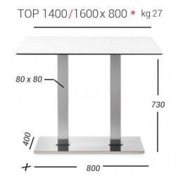 BT2162Q Base per tavolo cromata, inox, o nera, piano rettangolare max 160