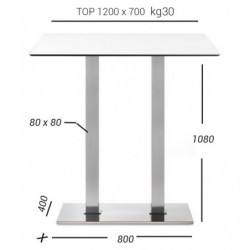 2162/Q Chromed, stainless or black steel table base, rectangular max cm 160 top