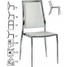 888  Chromed steel stackable chair frame, leatherette uholstered seat