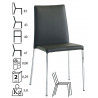 887  Chromed steel stackable chair frame, white, black or red leatherette upholstered seat