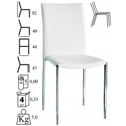 889  Chromed steel stackable chair, 3 colours leatherette seat