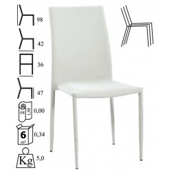 891  Steel stackable chair frame white leatherette upholstered