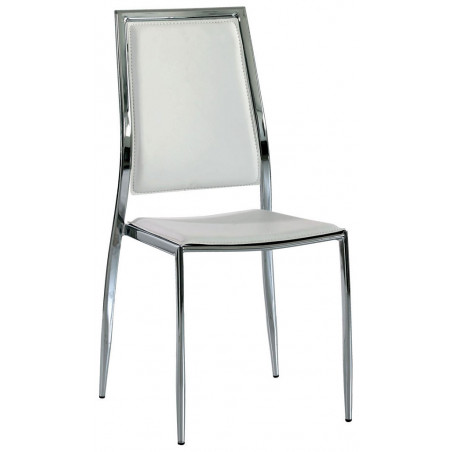 888  Chromed steel stackable chair frame, leatherette uholstered seat