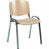 714  Waiting chair with black, white, grey or chromed steel frame, natural beech wood shell