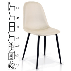 939   Metal chair frame leatherette 3 colours upholstered seat