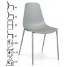 945 sedia con base metallo e scocca in polipropilene 3 colori
