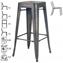 953  Antiqued steel stackable stool H 76 seat 3 colours availables