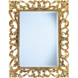 3191 Specchiera in legno decorata a mano in foglia oro o argento o oro-argento e lacca