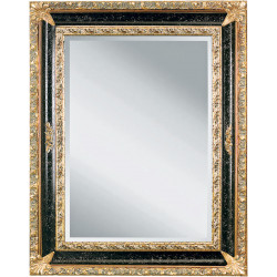 3234 Wooden + wooden pulp mirror frame gold leaf and lacquer handmade aged finishing