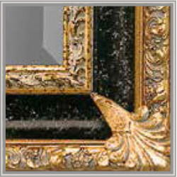 3234 Wooden + wooden pulp mirror frame gold leaf and lacquer handmade aged finishing