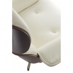 803  White or black leather upholstered lounge with footrest