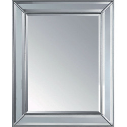 3300  Wooden mirror frame silver leaf with mirror' stripes covered