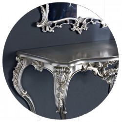 3306 Console furniture with mirror, gold/silver or silver/gold handmade finished
