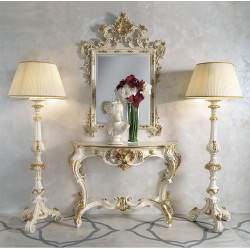 3307 Console furniture with mirror, gold/silver or silver/gold or gold-silver and lacquer handmade finished