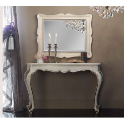 3310 Console furniture with mirror, gold/silver or silver/gold, or gold-silver and lacquer handmade finished