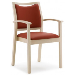 813C  Raw or finished stackable beech wood armchair, finishing to choice