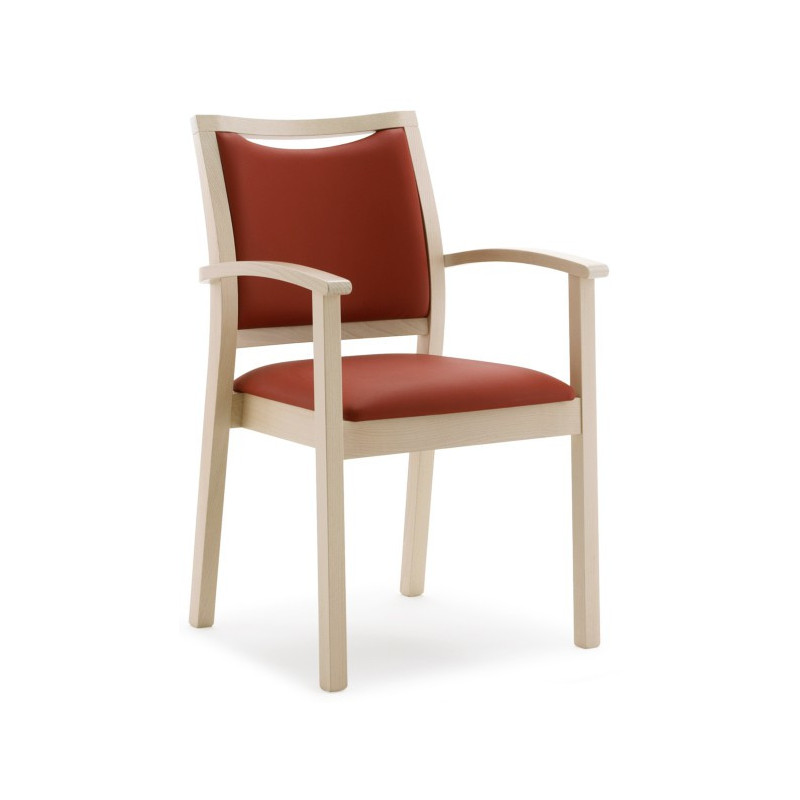 813C  Raw or finished stackable beech wood armchair, finishing to choice