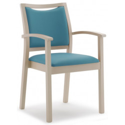 813C  Raw or finished stackable beech wood armchair, finishing to choice