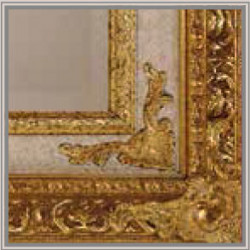3217 Wooden + wooden pulp mirror frame, gold leaf and lacquer handmade finished