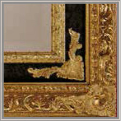3217 Wooden + wooden pulp mirror frame, gold leaf and lacquer handmade finished