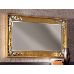3325 Wooden + wooden pulp mirror frame, gold or silver leaf or gold/silver or silver/gold handmade finished