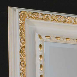3338P Wooden + wood pulp mirror frame, gold/silver leaf, gold-silver-silver-gold, gold/silver + lacquer handmade finished