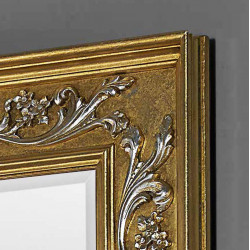 3340 Wooden + wood pulp mirror frame, gold or silver leaf, gold on silver-silver on gold, gold/silver + lacquer finished