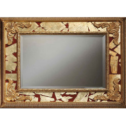 3350 Wooden and wood pulp mirror frame, gold leaf and lacquer handmade finished as photo