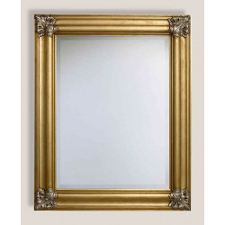 3356 Wooden + wood pulp mirror frame, gold or silver leaf, or gold/silver or silver/gold handmade finished