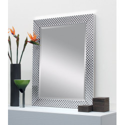 3388 Wooden and wooden pulp mirror frame, silver leaf and lacquer handmade finished as photo