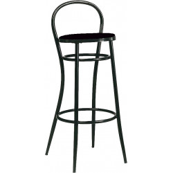 156SG  Black metal stool frame, black or red leatherette upholstered seat