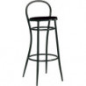 156SG  Black metal stool frame, black or red leatherette upholstered seat